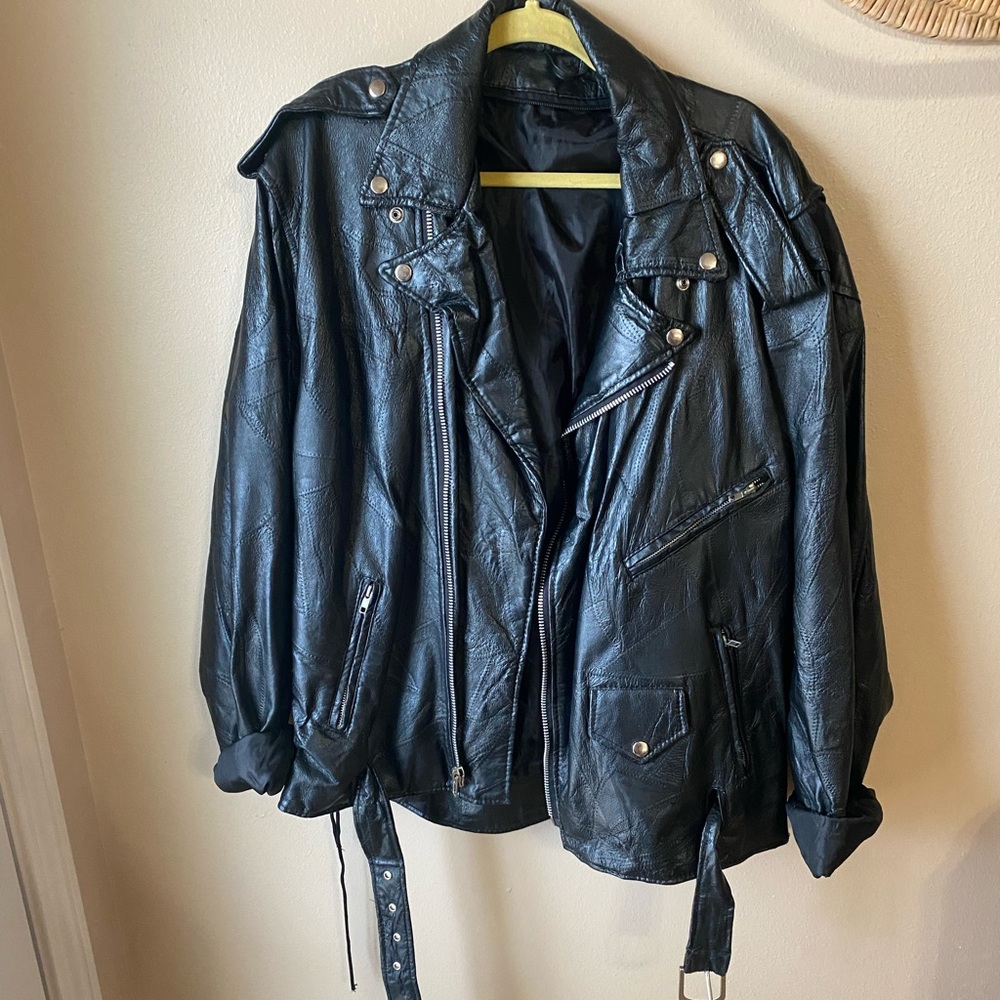 Vintage leather biker jacket